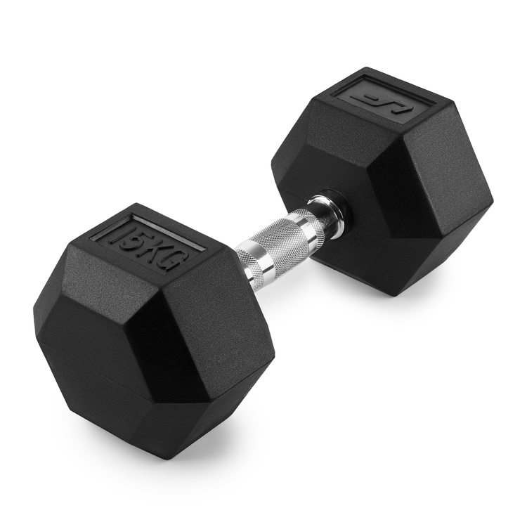 Gumiborítású HEX öntöttvas kézisúlyzó 15 kg - UpForm