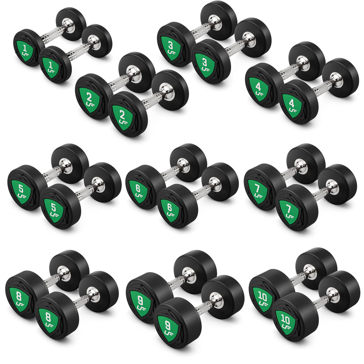Poliuretán súlyzókészlet 1-10kg (1 kg-os lépésekben) 110 kg + súlyzótartó állvány UR-S005 - UpForm