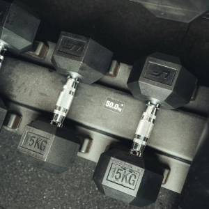 Gumiborítású HEX öntöttvas kézisúlyzó 15 kg - UpForm
