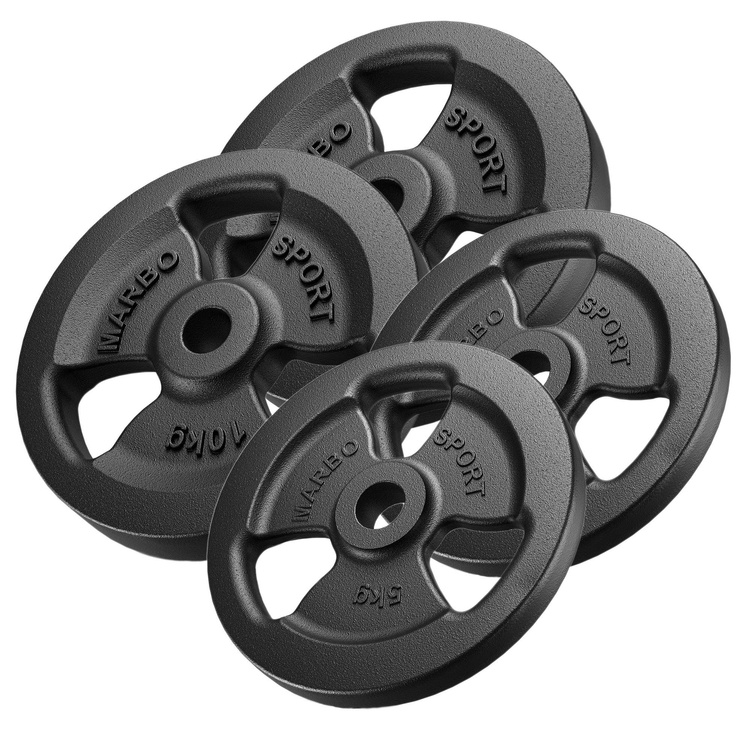 Tri-Grip Öntöttvas Súlyzótárcsa ø31 mm furat | Szett 30 kg / 2 x 10 kg + 2 x 5 kg - Marbo Sport