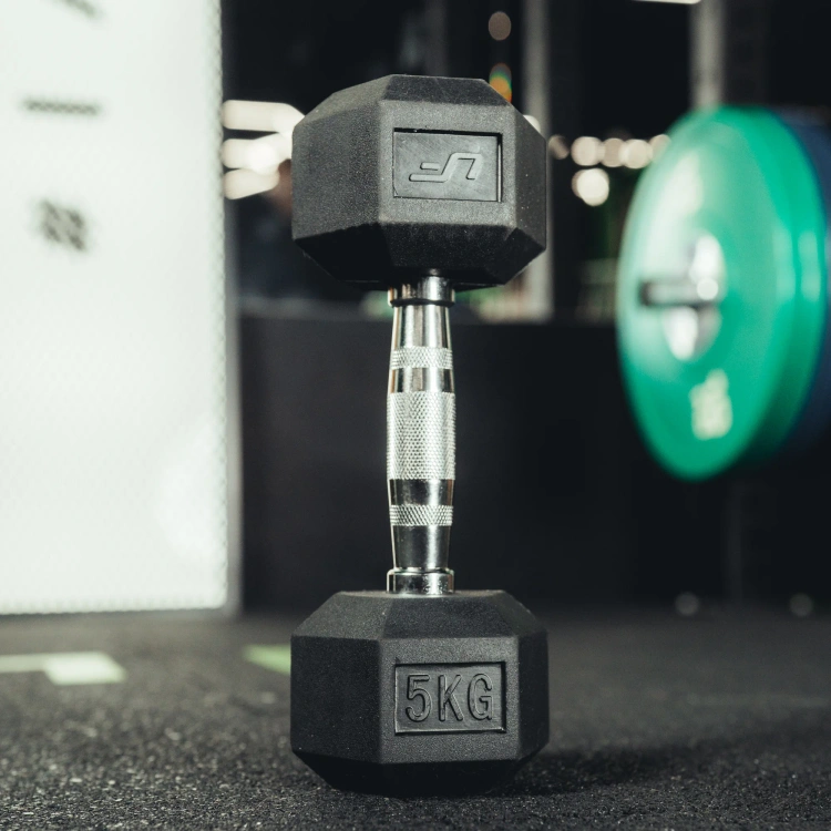 Gumiborítású HEX öntöttvas kézisúlyzó 5 kg - UpForm