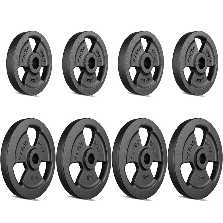 Tri-Grip Öntöttvas Súlyzótárcsa ø31 mm furat | Szett 30 kg / 4 x 5 kg + 4 x 2,5 kg - Marbo Sport